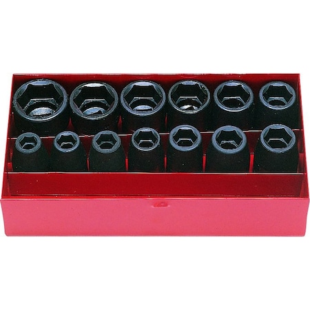 Ko-Ken Socket Set 5-19mm 6 Point 10 pieces 1/2 Sq. Drive, 14241M 14241M